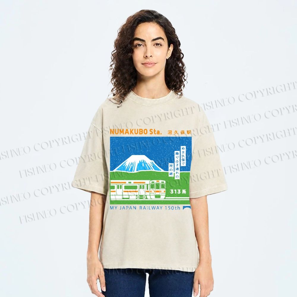 Unisex Numakubo Station Printed Washed Tee