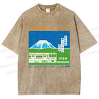 Unisex Numakubo Station Printed Washed Tee