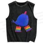 Unisex Wearing Rainbow Boots Whale Printed Washed Tank Top