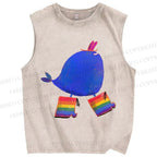 Unisex Wearing Rainbow Boots Whale Printed Washed Tank Top