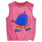 Unisex Wearing Rainbow Boots Whale Printed Washed Tank Top