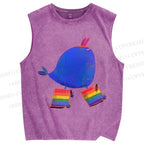 Unisex Wearing Rainbow Boots Whale Printed Washed Tank Top