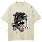 Unisex Glitch Cyber Dinosaur Printed Washed Tee
