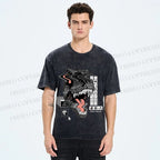 Unisex Glitch Cyber Dinosaur Printed Washed Tee