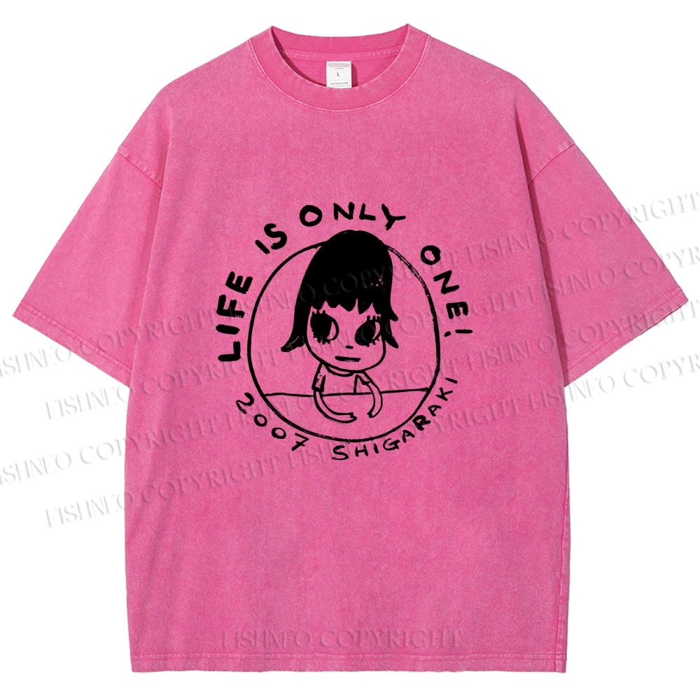 Unisex Yoshitomo Nara Life is Only One Printed Washed Tee