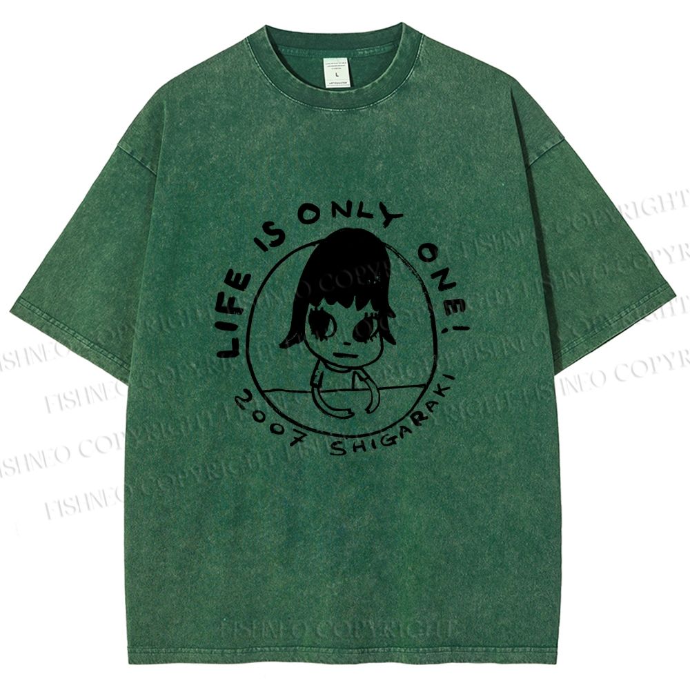 Unisex Yoshitomo Nara Life is Only One Printed Washed Tee
