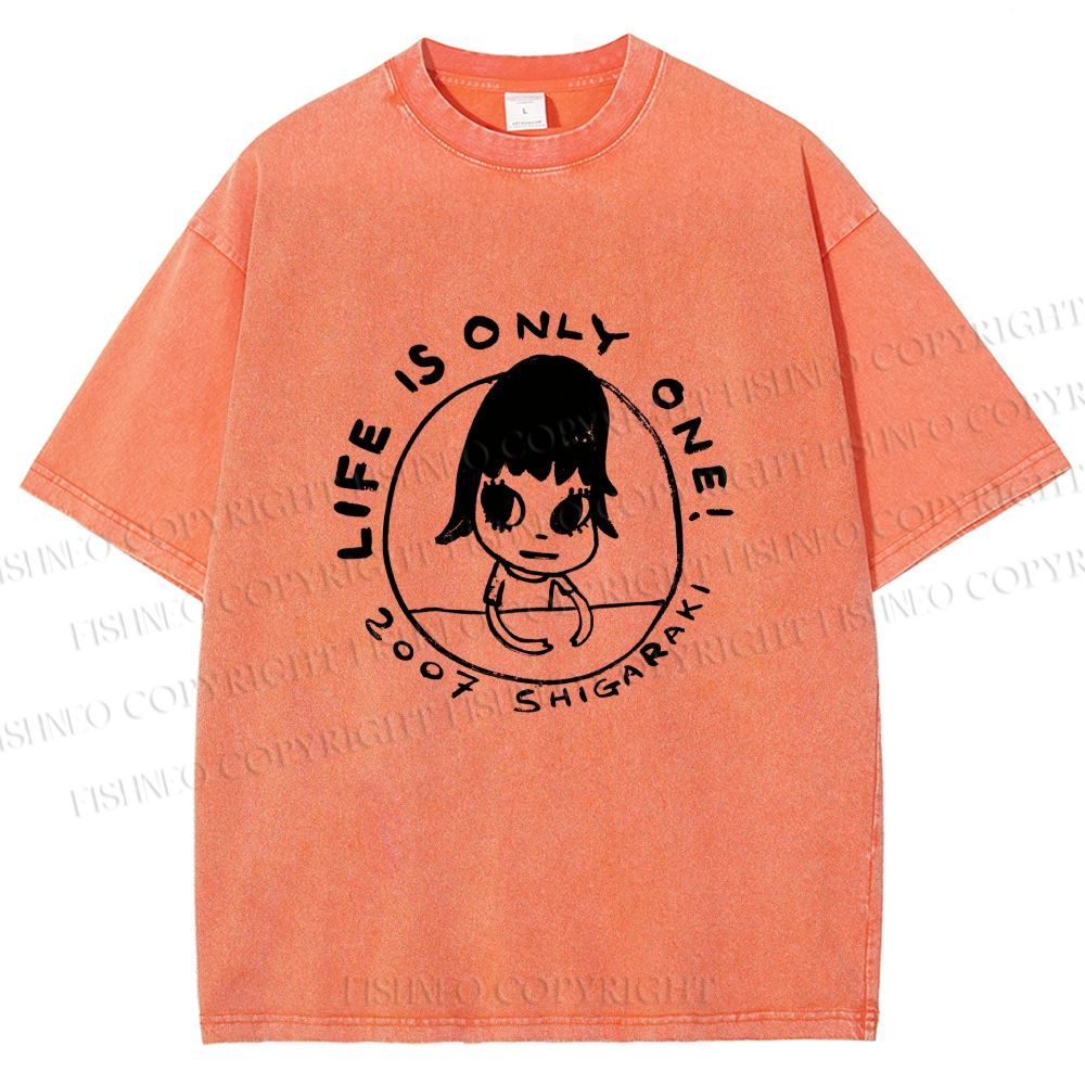 Unisex Yoshitomo Nara Life is Only One Printed Washed Tee