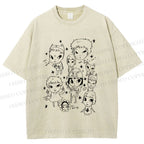 Unisex Yoshitomo Nara Graffiti Printed Washed Tee