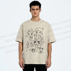 Unisex Yoshitomo Nara Graffiti Printed Washed Tee