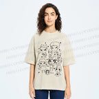 Unisex Yoshitomo Nara Graffiti Printed Washed Tee