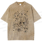 Unisex Yoshitomo Nara Graffiti Printed Washed Tee