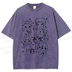 Unisex Yoshitomo Nara Graffiti Printed Washed Tee