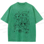 Unisex Yoshitomo Nara Graffiti Printed Washed Tee
