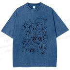 Unisex Yoshitomo Nara Graffiti Printed Washed Tee
