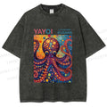 Unisex Yayoi Kusama Octopus Printed Washed Tee