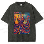 Unisex Yayoi Kusama Octopus Printed Washed Tee