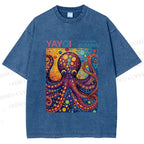Unisex Yayoi Kusama Octopus Printed Washed Tee