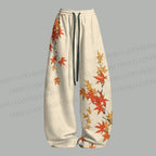 Vintage Bird in Maple Leaves Top & Elasticated Trousers Two-Piece Set