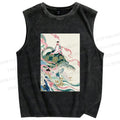 Unisex Divine Tortoise Printed Washed Tank Top