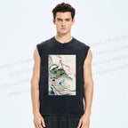 Unisex Divine Tortoise Printed Washed Tank Top