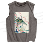 Unisex Divine Tortoise Printed Washed Tank Top