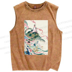 Unisex Divine Tortoise Printed Washed Tank Top