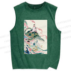 Unisex Divine Tortoise Printed Washed Tank Top