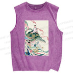 Unisex Divine Tortoise Printed Washed Tank Top