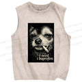 Unisex Slogan Dog Printed Washed Tank Top
