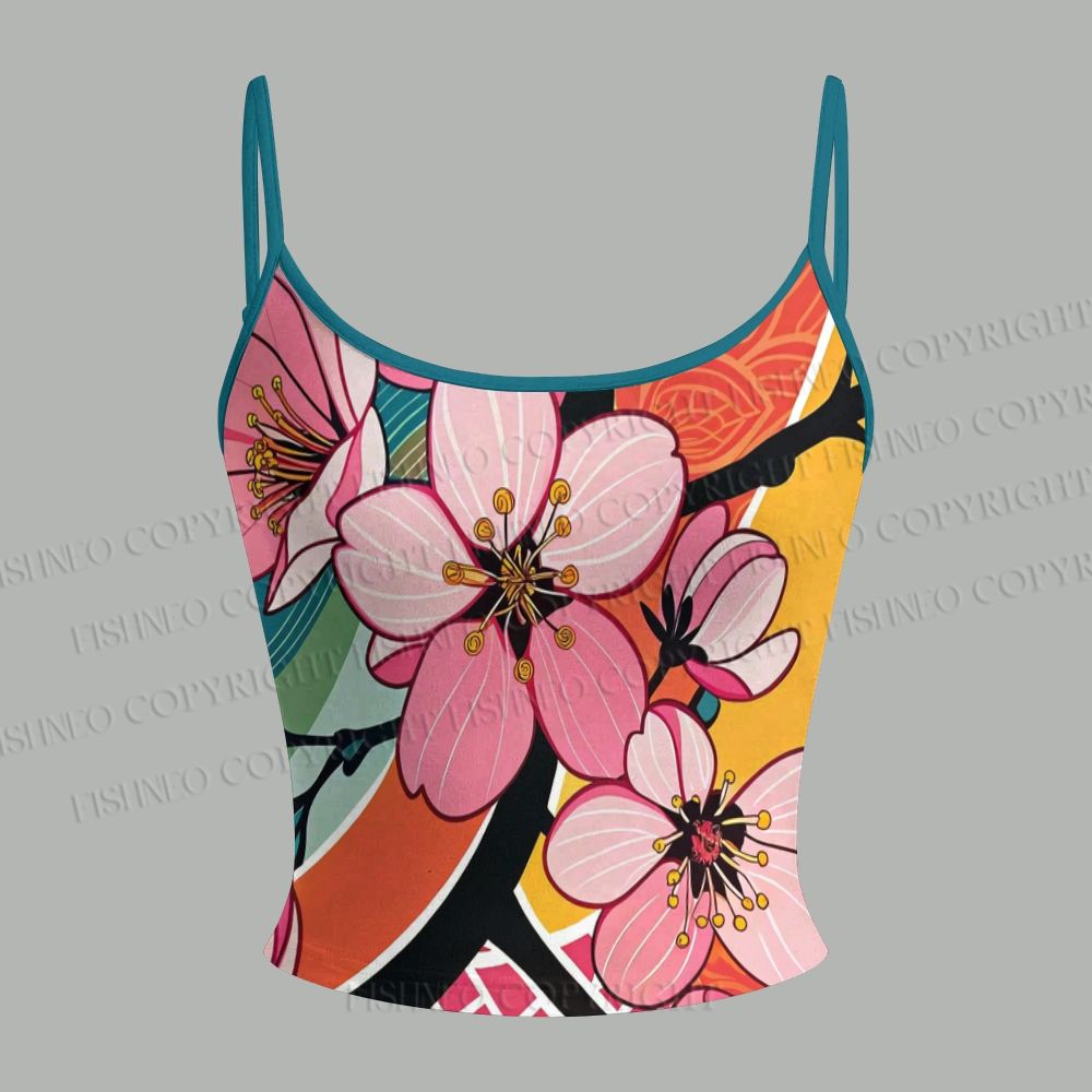 Japanese Wave Sakura Top & Elasticated Trousers Two-Piece Set