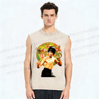 Unisex Bruce Lee Dargon Printed Washed Tank Top