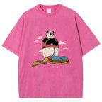 Arab Panda Pattern Washed Vintage Short Sleeves T-Shirt