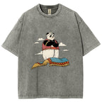 Arab Panda Pattern Washed Vintage Short Sleeves T-Shirt