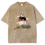 Arab Panda Pattern Washed Vintage Short Sleeves T-Shirt