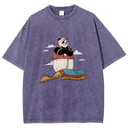 Arab Panda Pattern Washed Vintage Short Sleeves T-Shirt