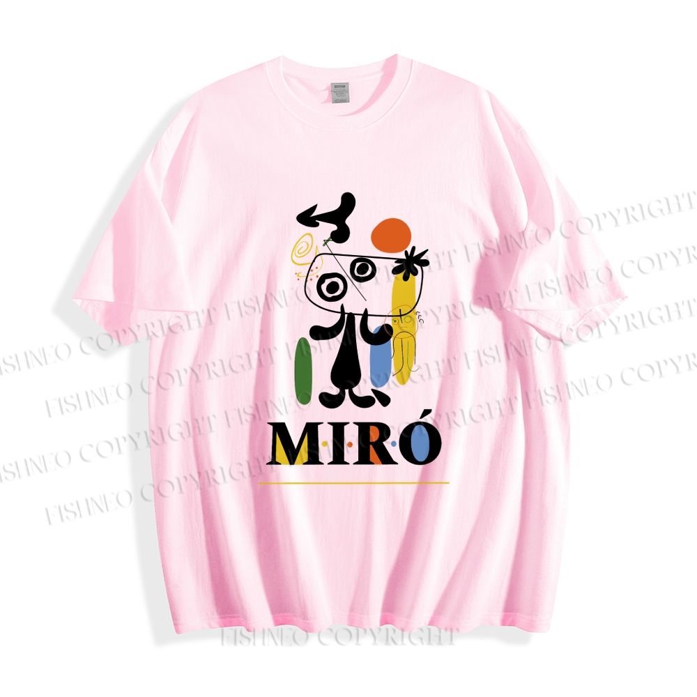 Unisex Classic Cotton Joan Miró Style Dog Printed T-shirt