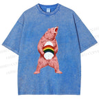 Unisex Pride Pink Bear Printed Washed Tee
