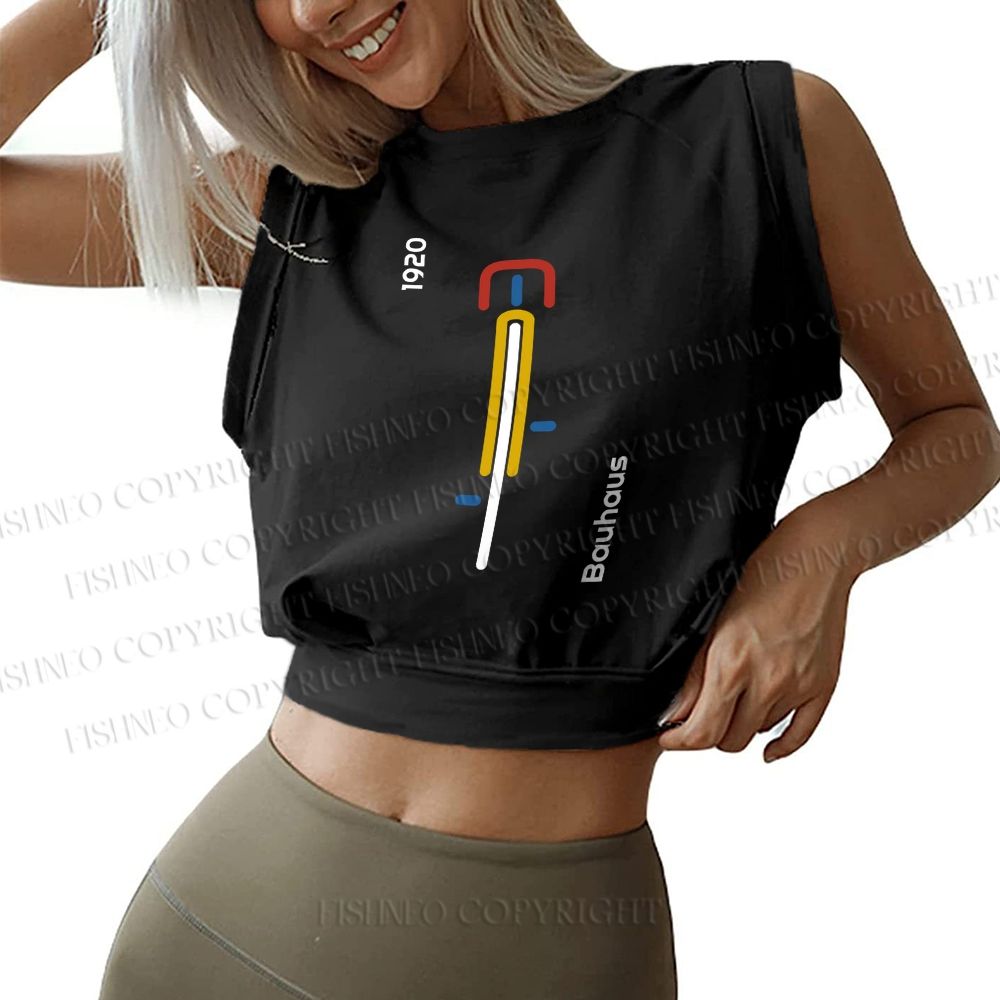 Bauhaus Bicycle Sleeveless Crop Tops