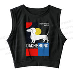 Bauhaus Dachshund  Sleeveless Crop Tops