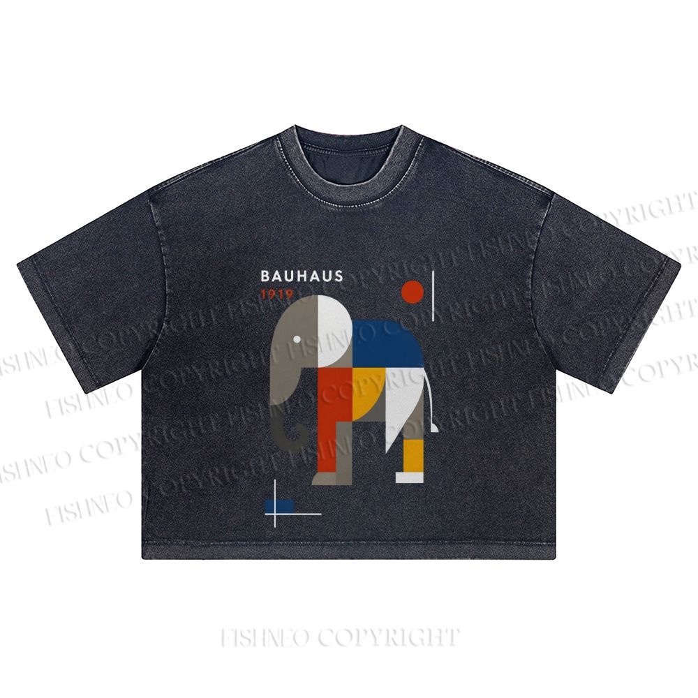 Bauhaus Elephant Washed Cropped T-Shirt