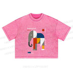 Bauhaus Elephant Washed Cropped T-Shirt