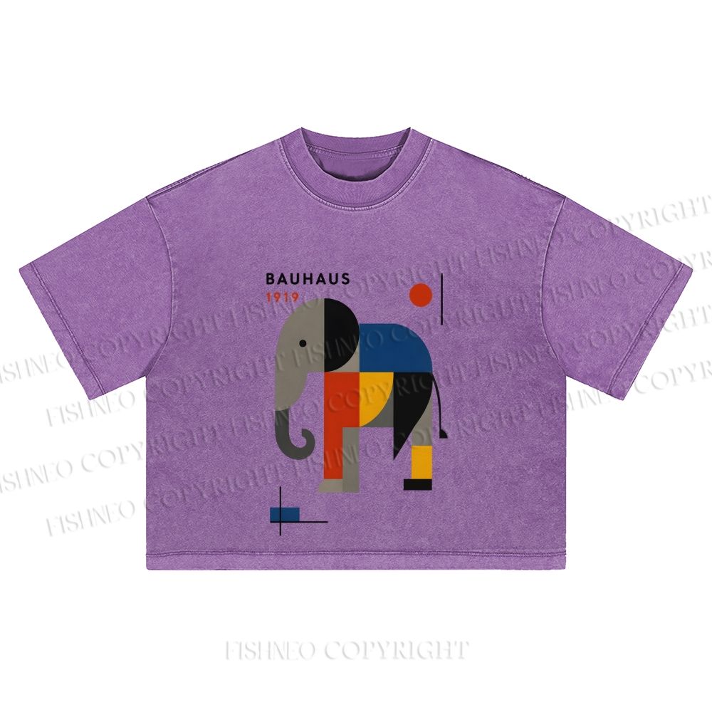 Bauhaus Elephant Washed Cropped T-Shirt