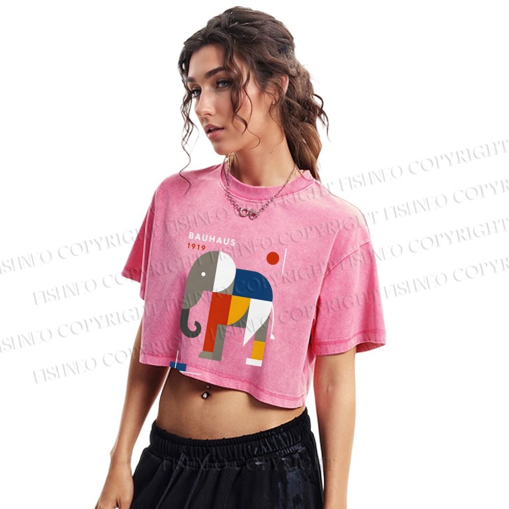 Bauhaus Elephant Washed Cropped T-Shirt