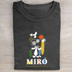 Joan Miró Style Dog Printed Washed Folded T-shirt