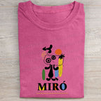 Joan Miró Style Dog Printed Washed Folded T-shirt
