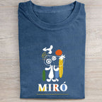 Joan Miró Style Dog Printed Washed Folded T-shirt
