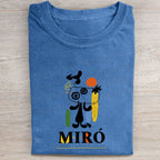 Joan Miró Style Dog Printed Washed Folded T-shirt