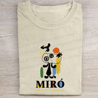 Joan Miró Style Dog Printed Washed Folded T-shirt