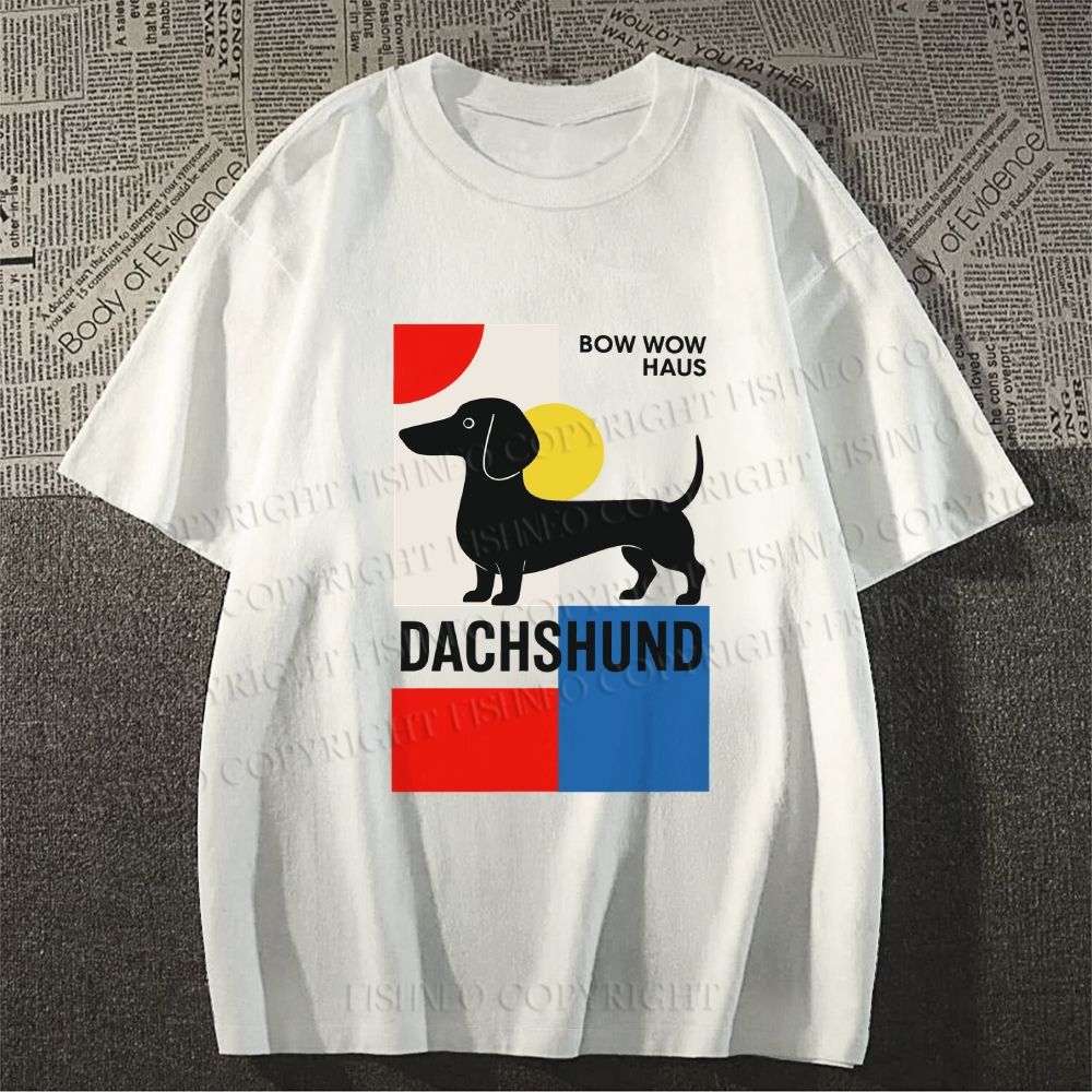Unisex Classic Cotton Bauhaus Dachshund Printed T-shirt