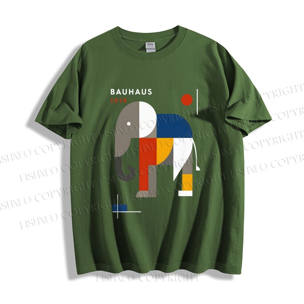 Unisex Classic Cotton Bauhaus Elephant Printed T-shirt